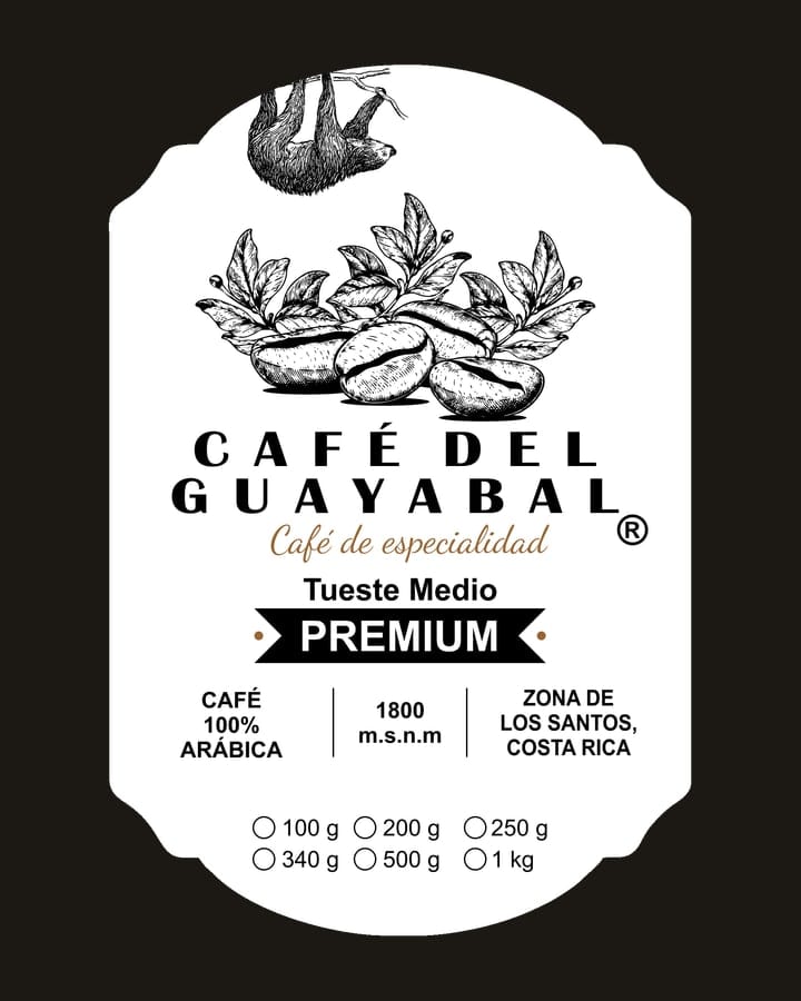 Etiqueta de Café del Guayabal Premium, tueste medio